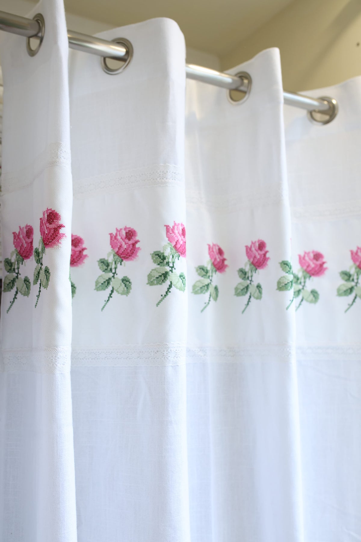 Curtains - Premium Cross Stitch Embroidery Opaque Curtain Charlotte Rose curtains
