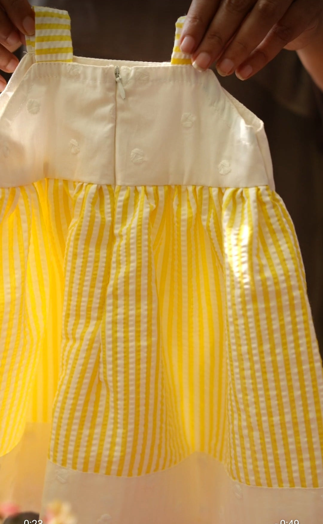 Kids dress - The sunny Yellow striped Embroidered Dress frock