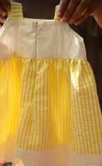 Kids dress - The sunny Yellow striped Embroidered Dress frock