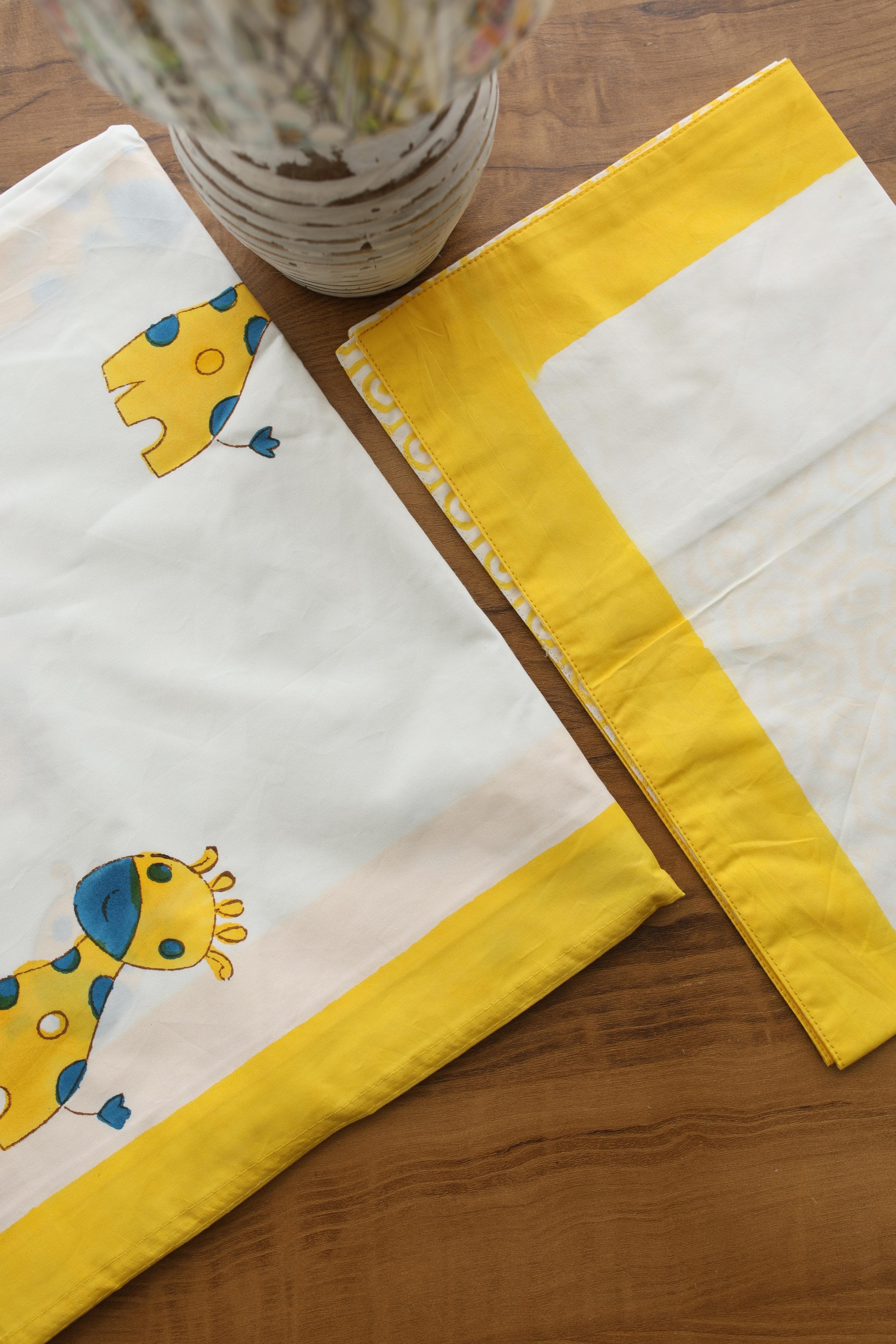 White Lilly Cotton Handblock Percale Single Bedsheet