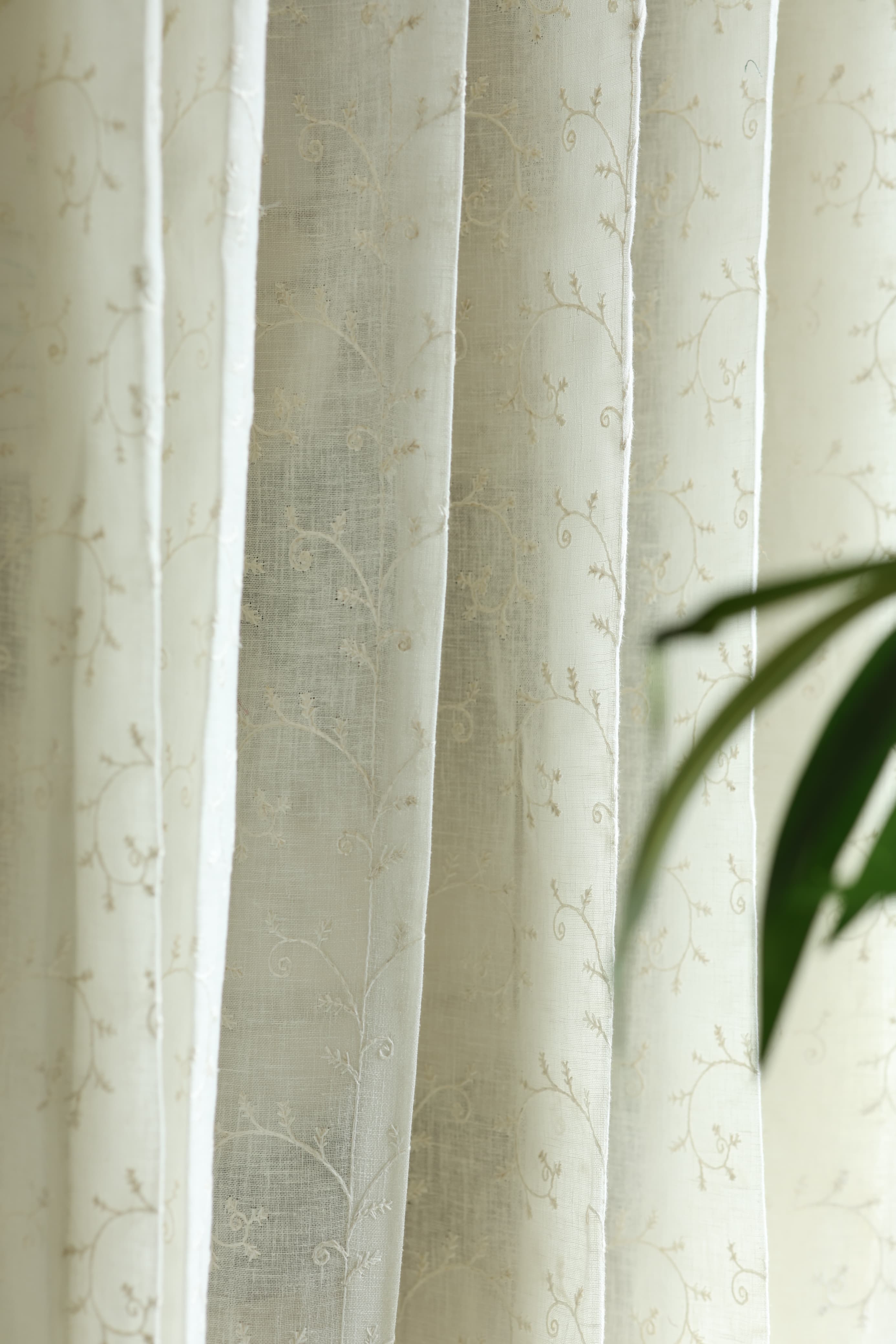 Curtain - Premium Embroidery sheer curtains meera ( off white base) prebooking pearl