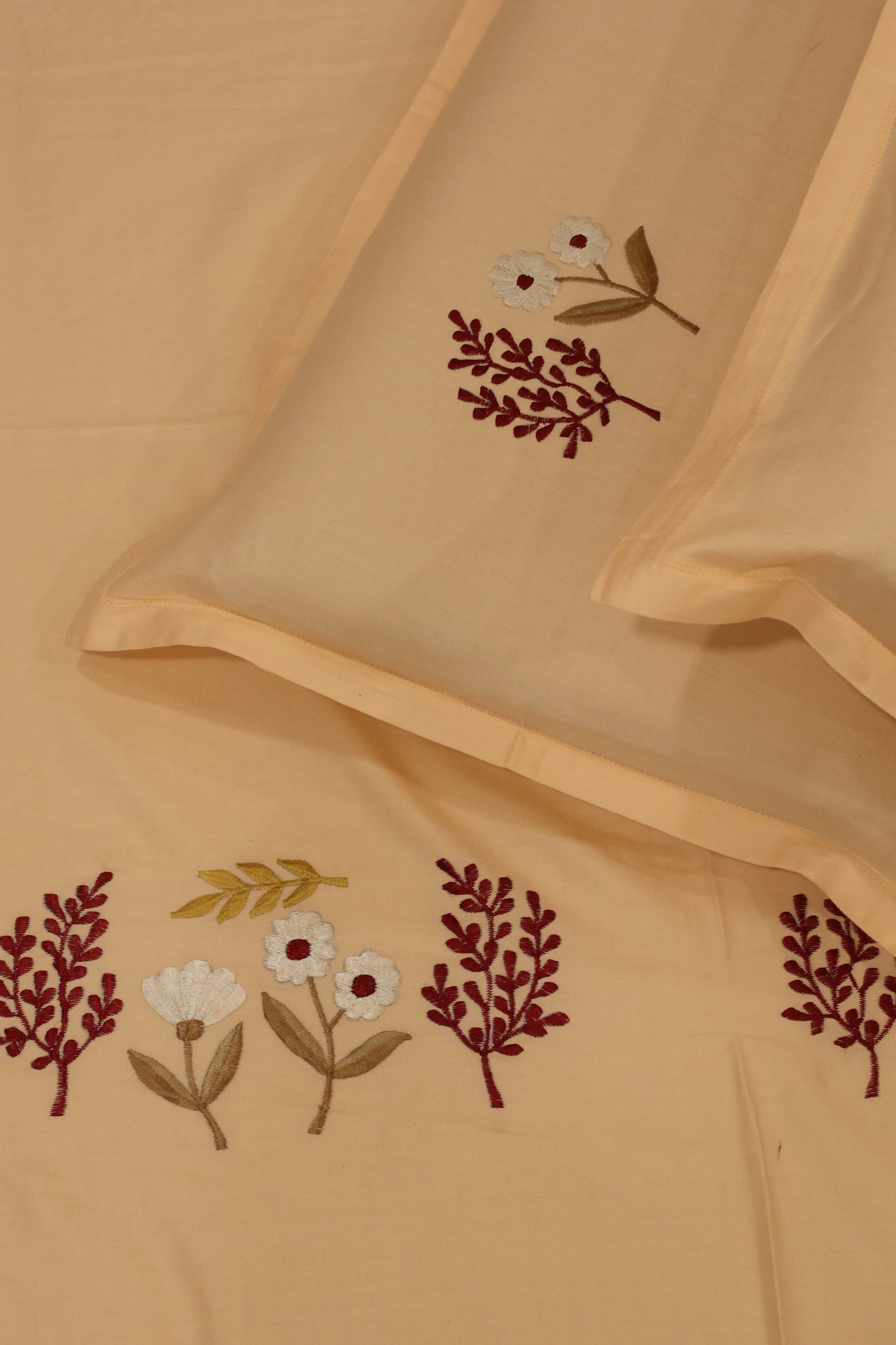 King Size Premium Machine Embroidery Bedsheet Set with 2 Pillow Covers (108x108")