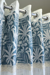 Curtains:Floral printed sheer curtains