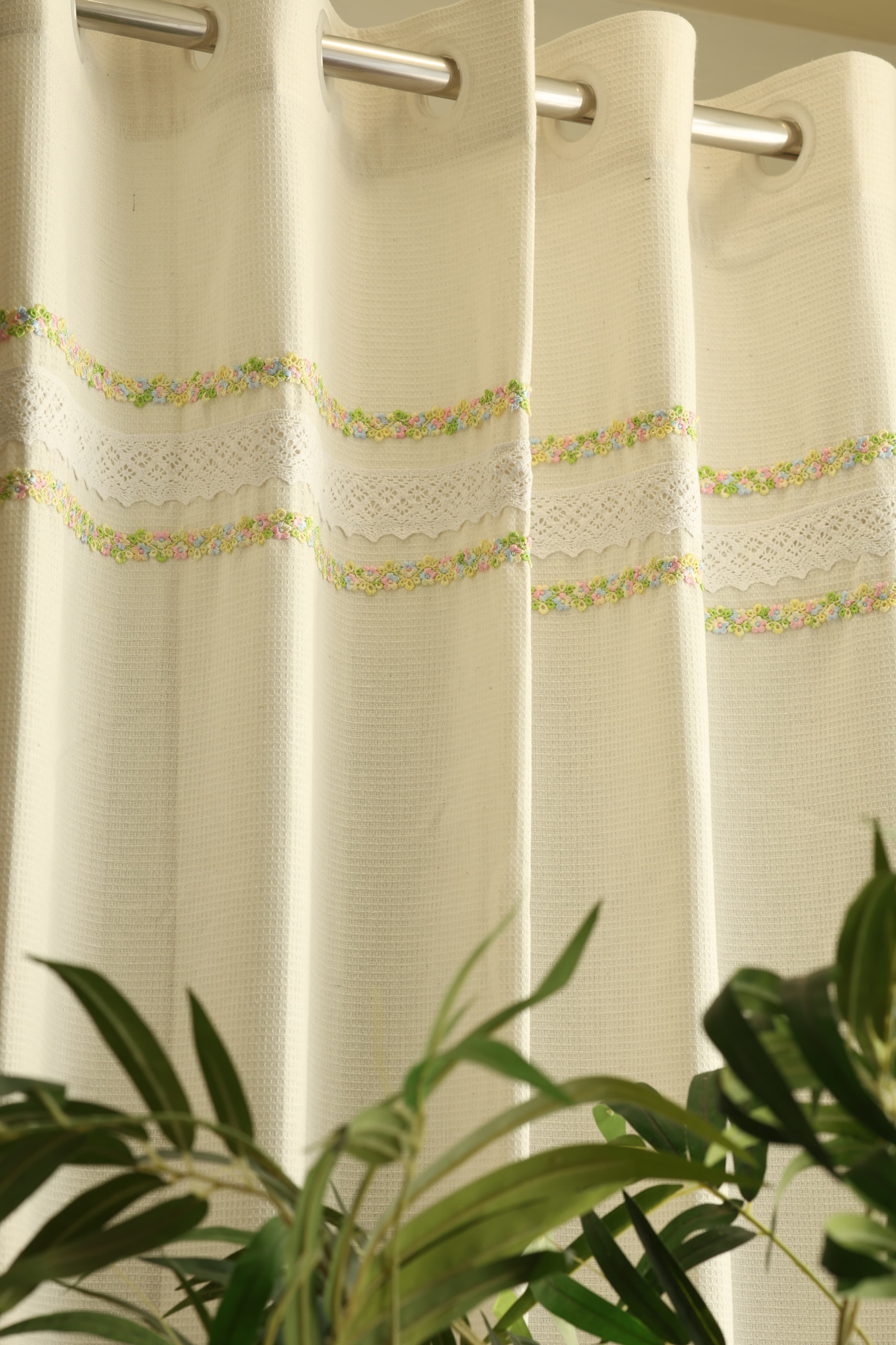 Embroidery Opaque Curtain Rainbow