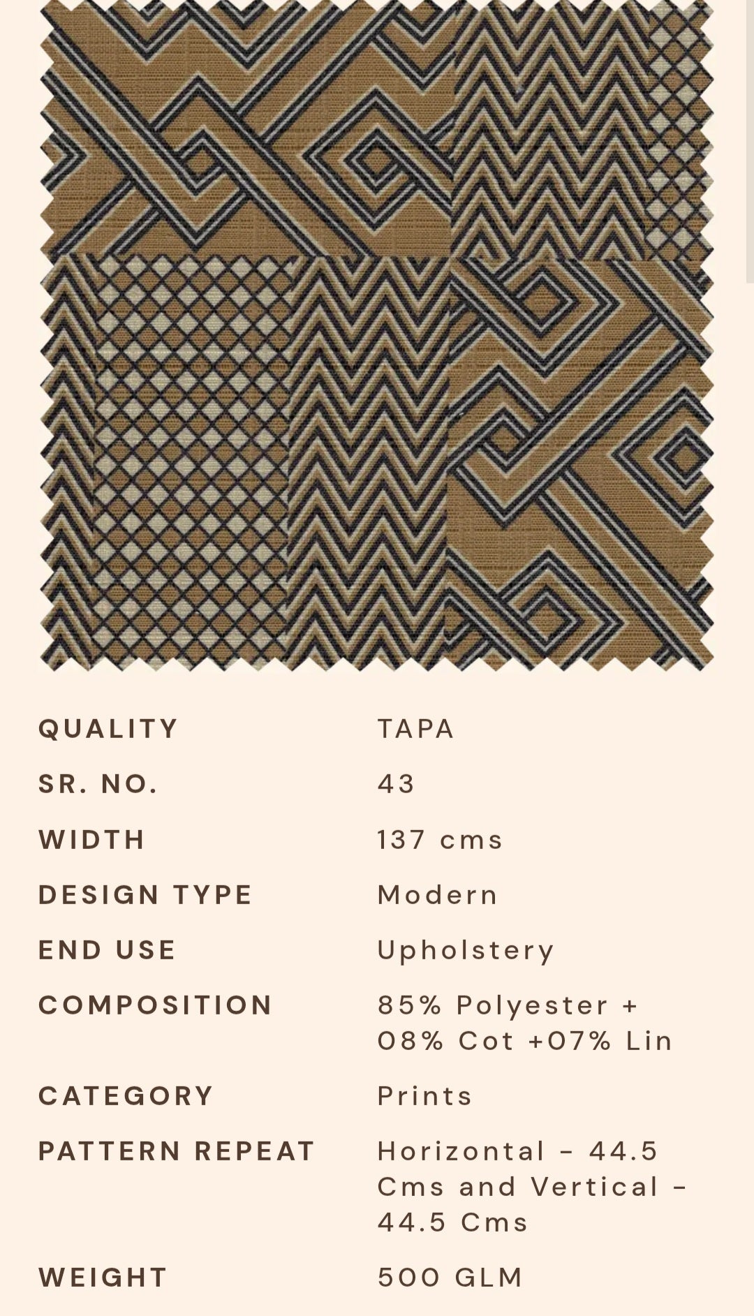 Upholstery fabrics -Tapa
