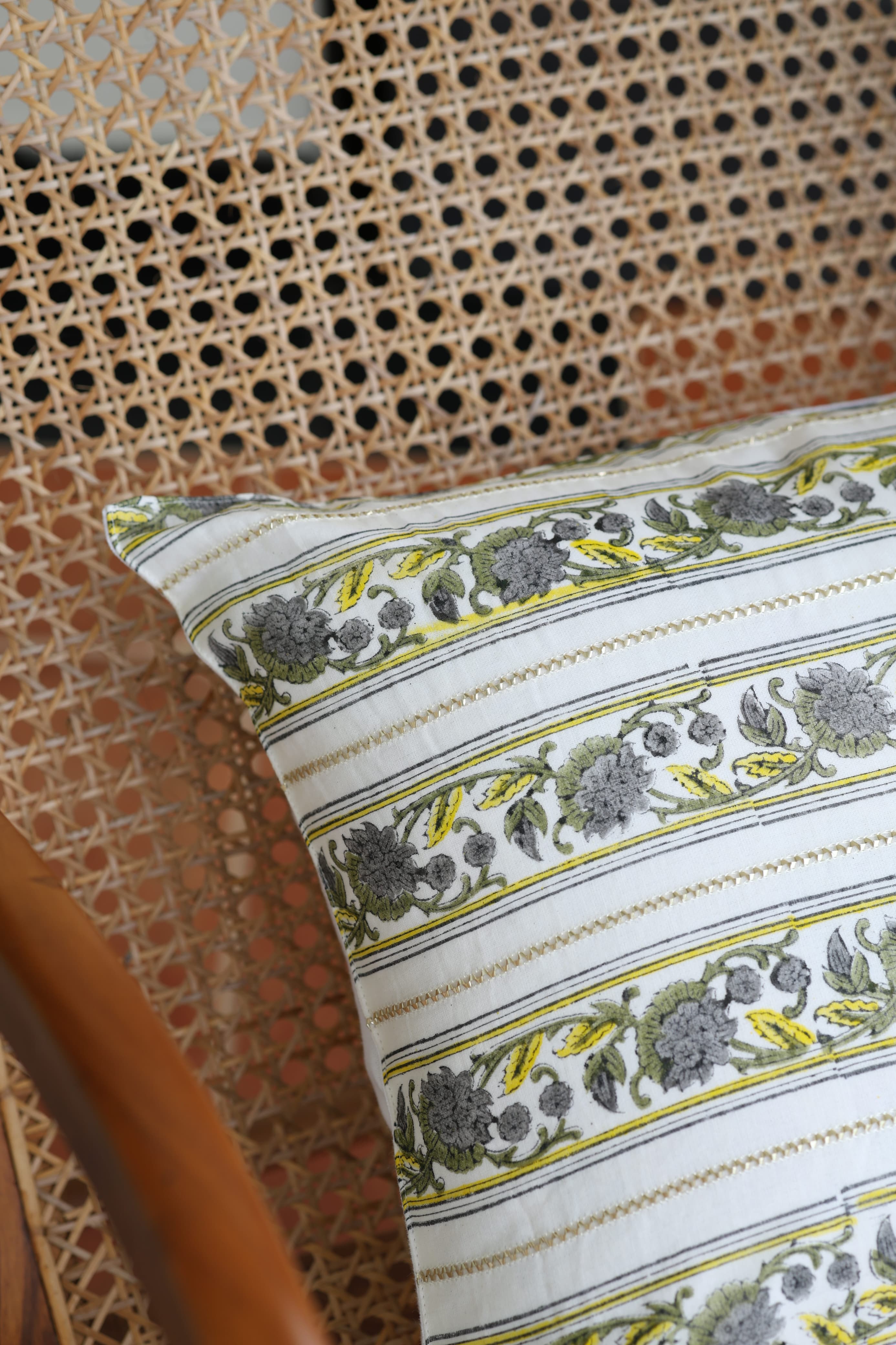 Onam Handblock Cushion Covers - 16*16 inches