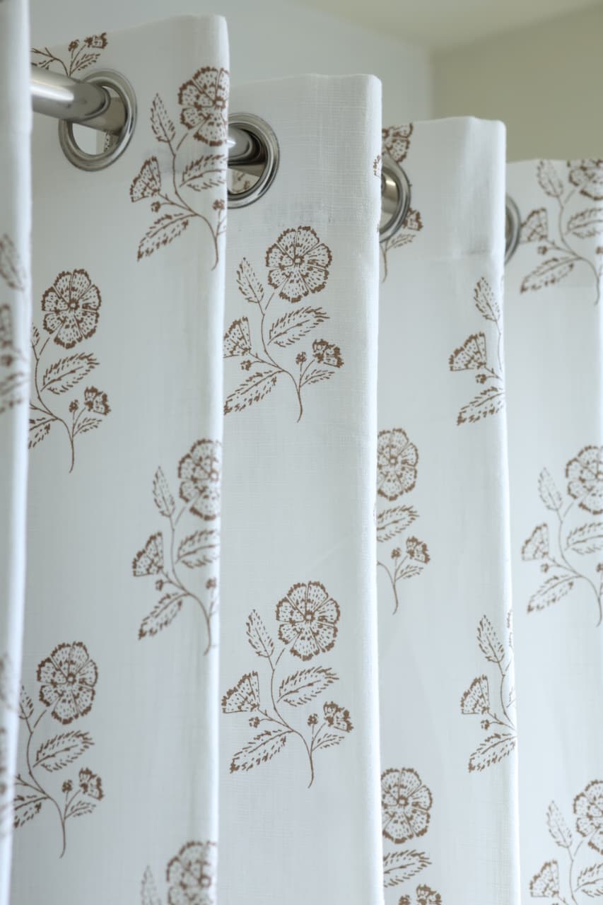 Curtains - Rustic Wildflower Printed Opaque Curtain