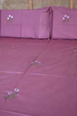King Size Premium Machine Embroidery Bedsheet Set with 2 Pillow Covers (108x108)