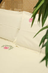 Bedsheets - Queen Premium machine embroidery bedspread off white base