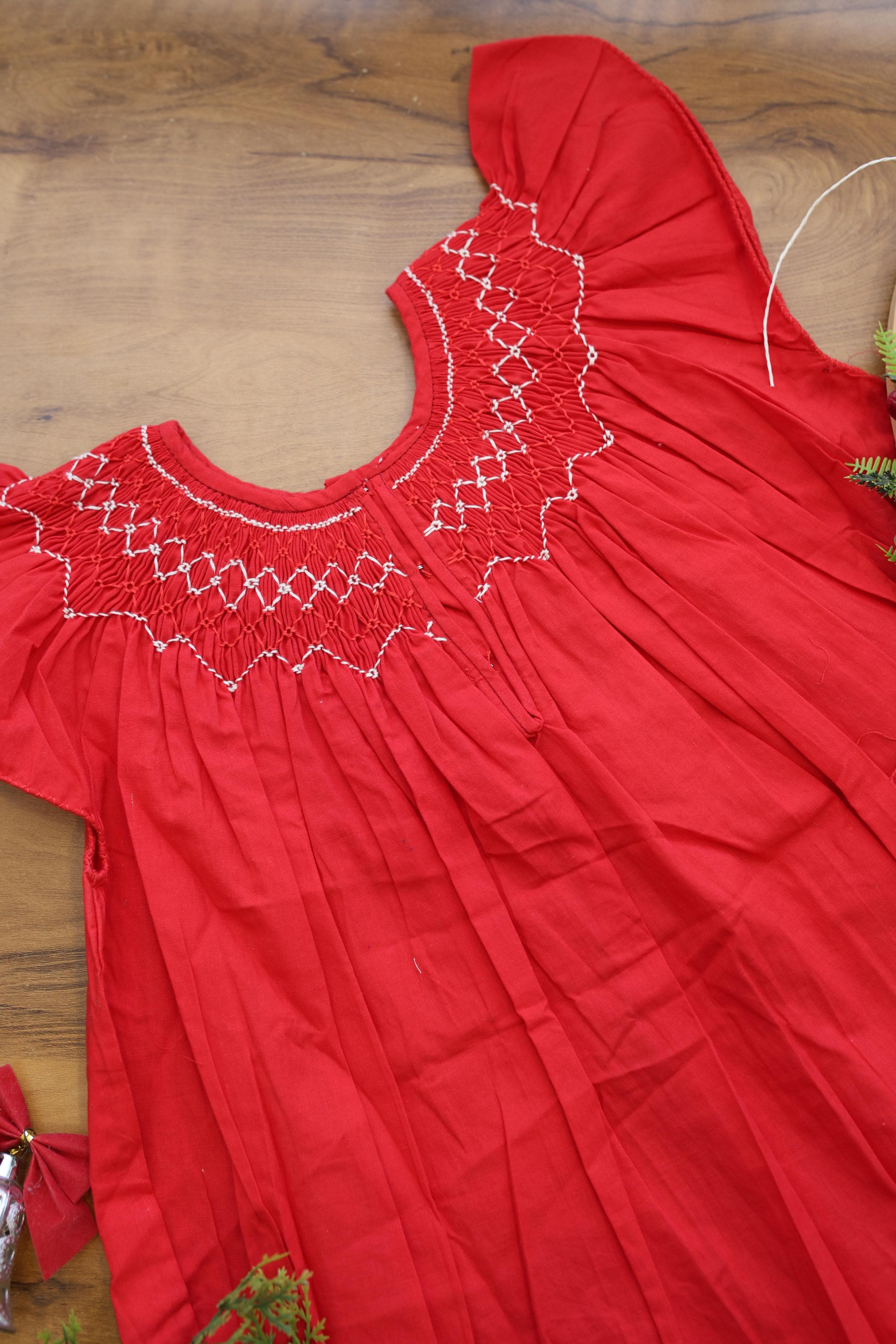 Kids smocked dress 2-3 years - Xmas edition