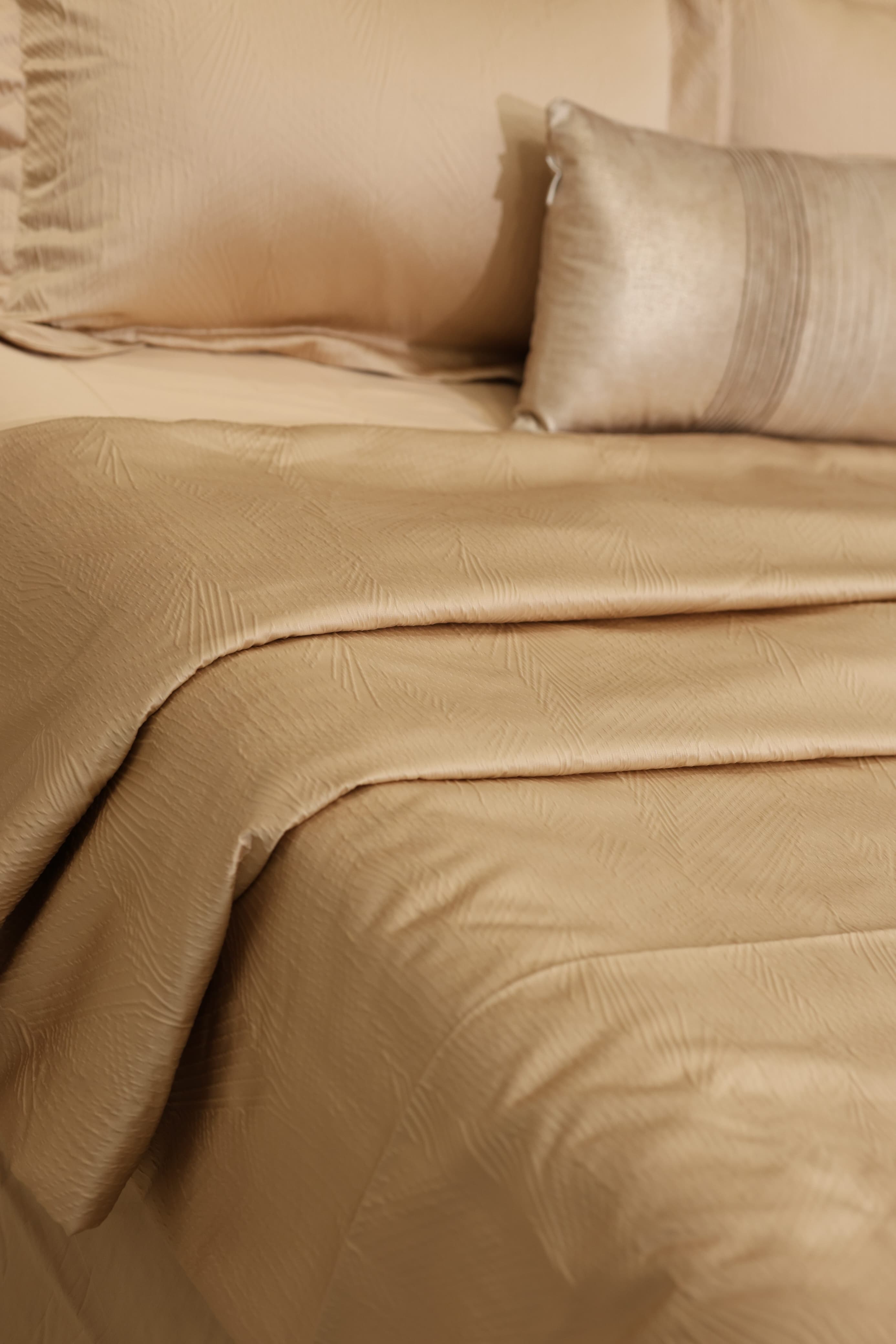 Champagne Luxe Cotton Bed Linen Ensemble with Duvet Cover Ddecor
