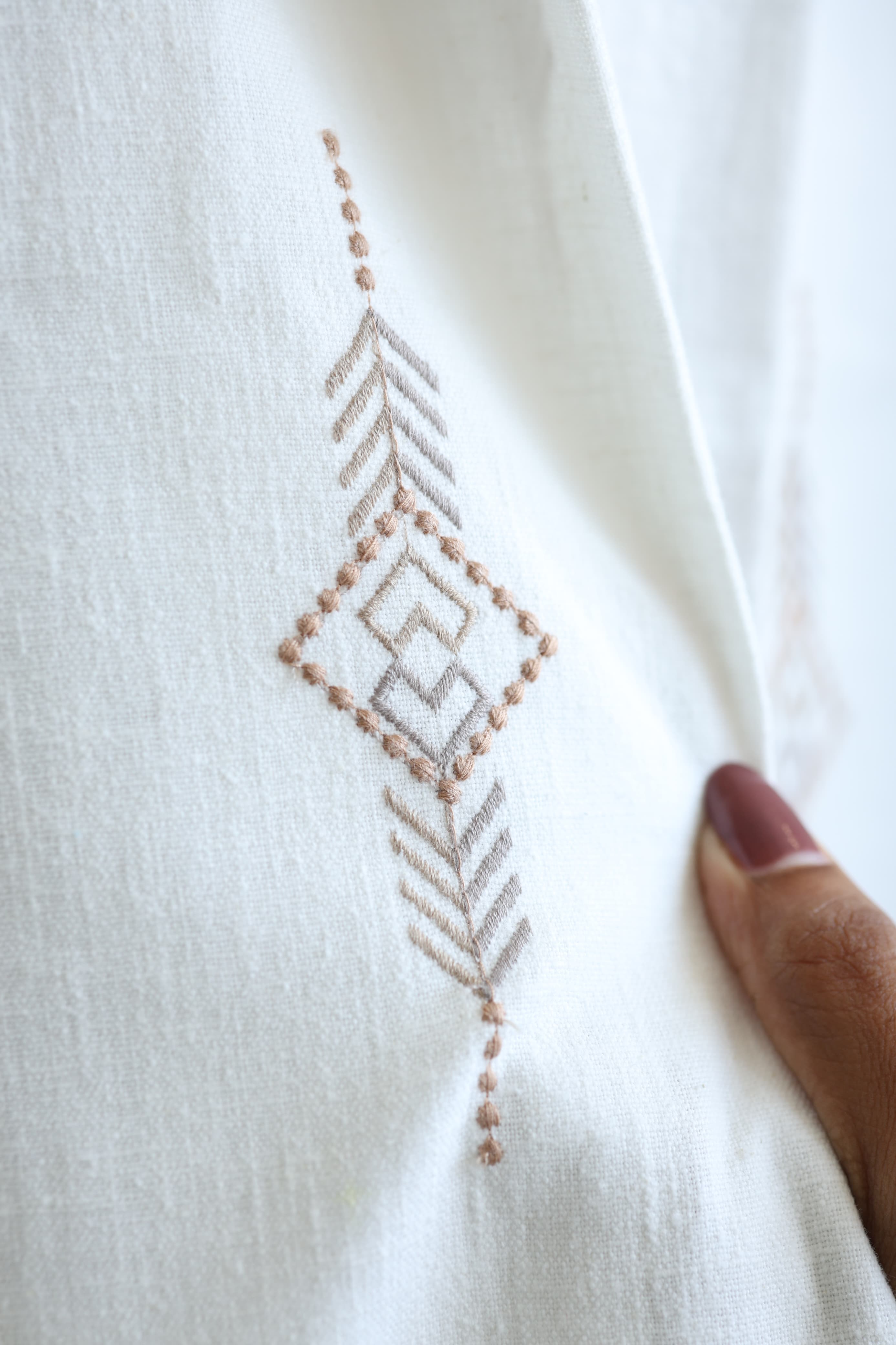 Premium Embroidery Opaque Curtain – Geometric Diamond Pattern   Prebooking