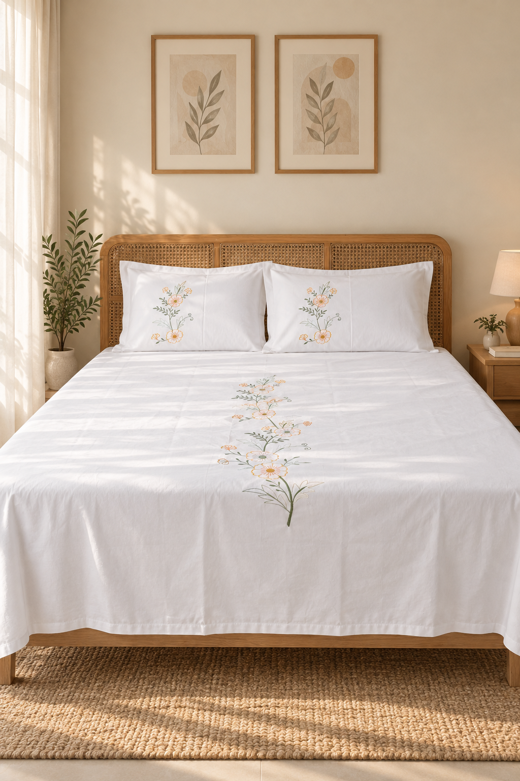 Bedsheets - King Premium Machine embroidery bedsheets MEK