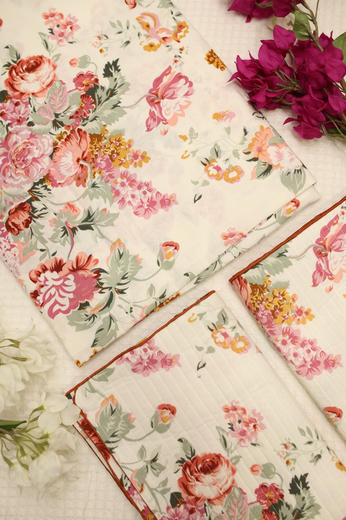 Bedsheets - King anokhi Quilted pillow cover bedsheets pastel exc
