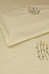 Bedsheets - single premium machine embroidery White bedsheets