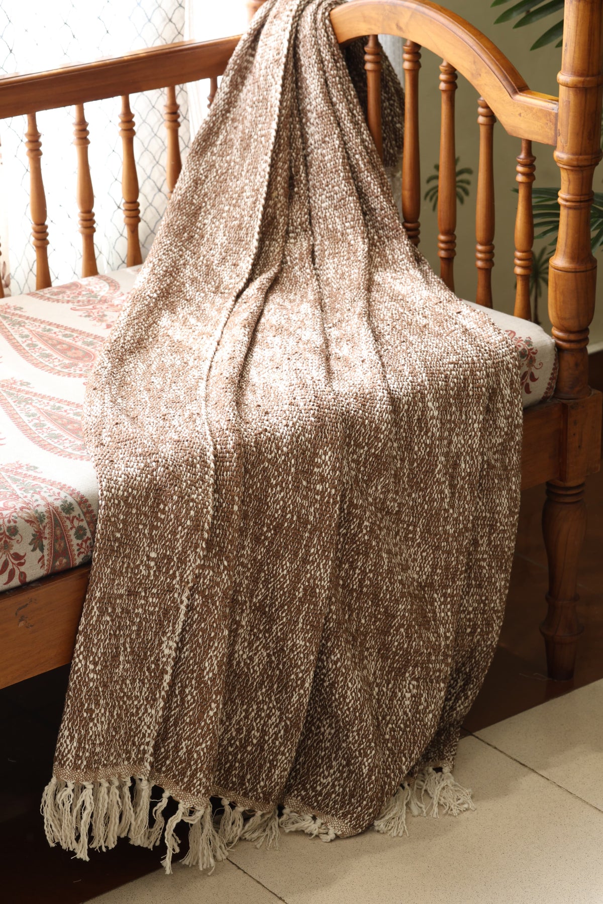 Textured Woven Cotton Sofa Throw