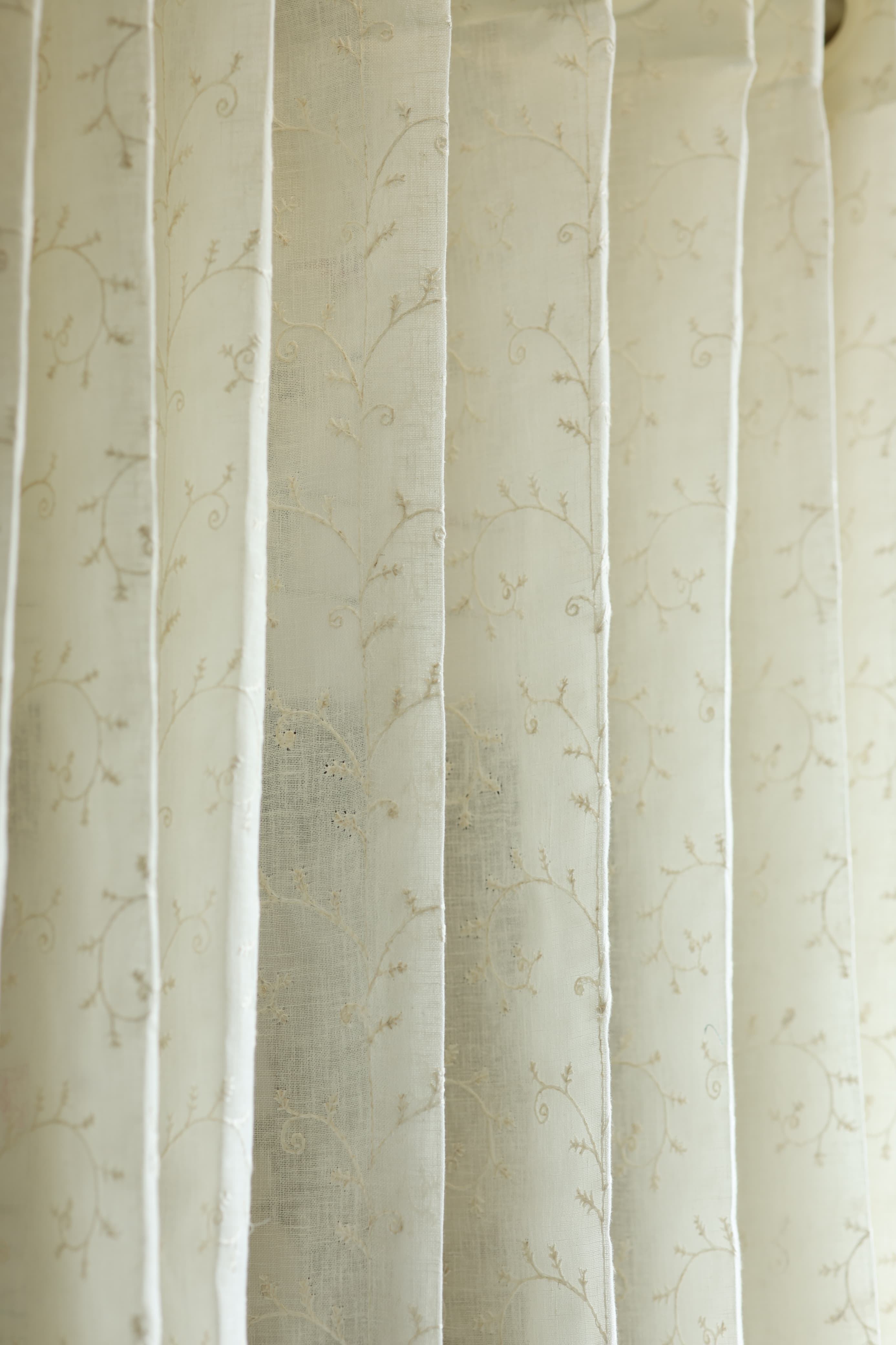 Curtain - Premium Embroidery sheer curtains meera ( off white base) prebooking pearl