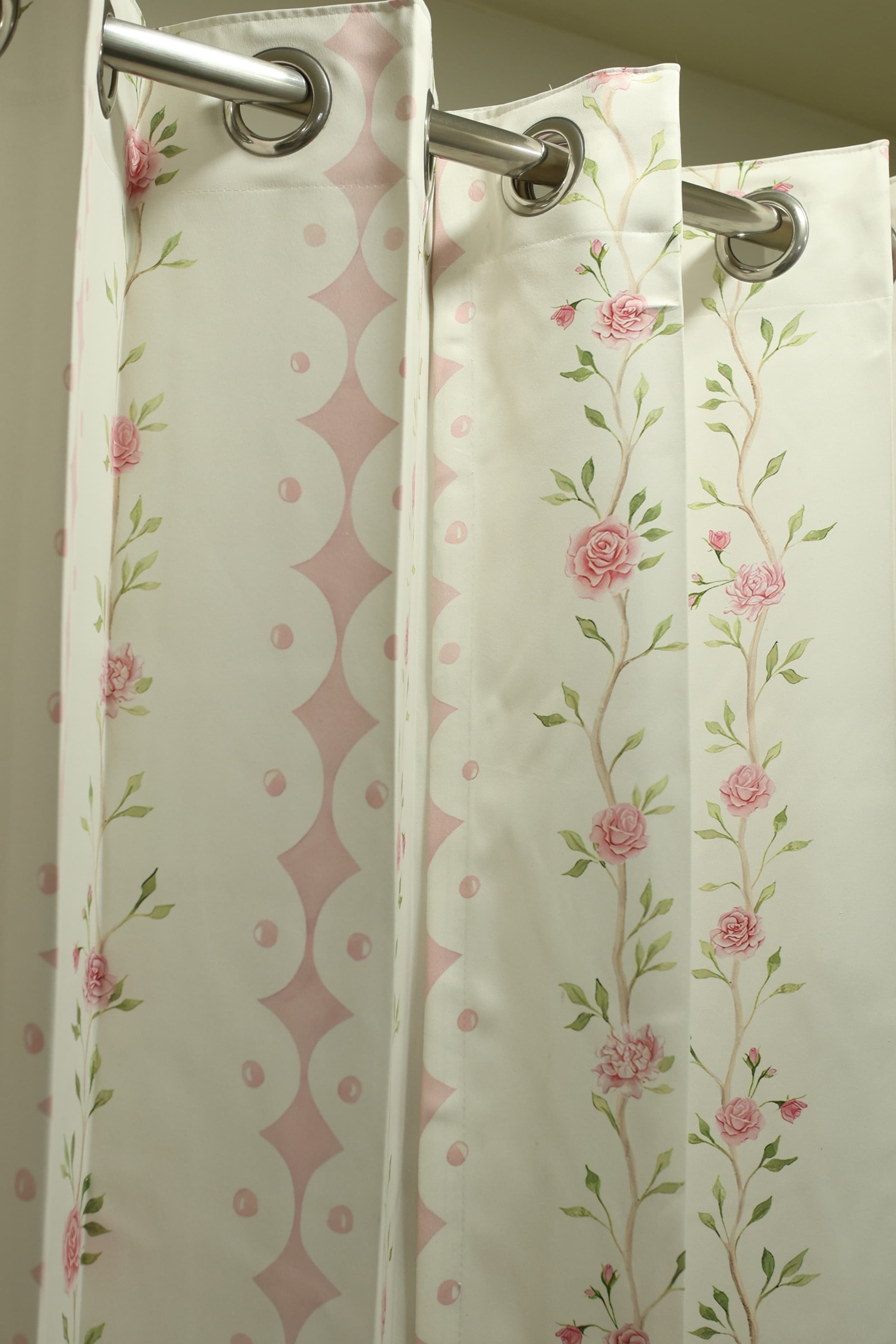 Curtains - English Floral series opaque curtains white colour base
