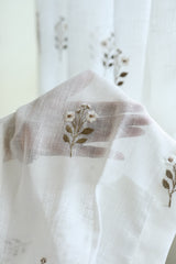 Ivory Floral embroidery sheer Curtain