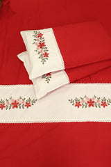 Queen Size Premium machine embroidery Christmas Theme Bedsheet Set - Xmas Edition