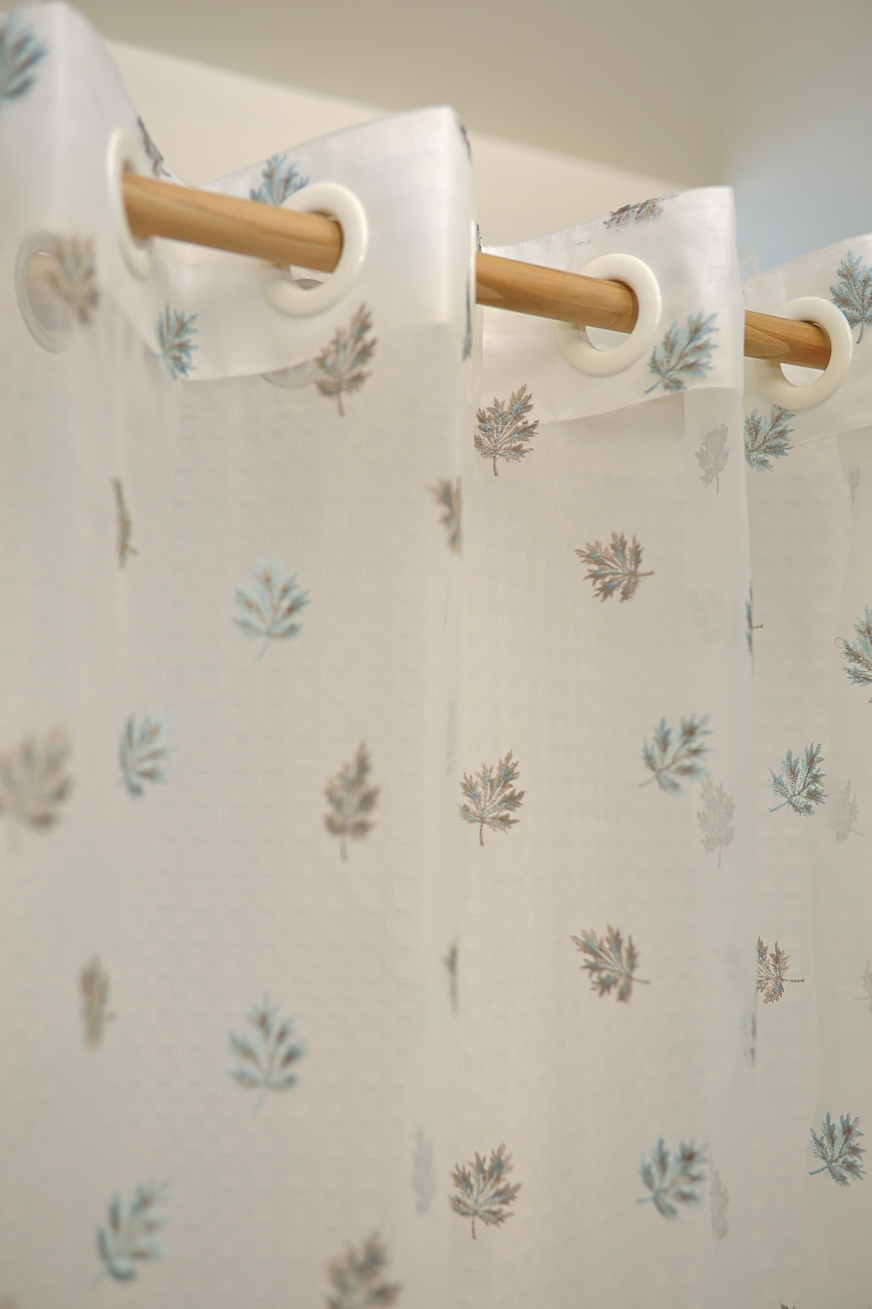 Curtains-Embroidered organza sheer curtains