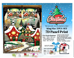 King size 7D Panel Print Bedsheet Set Xmas Edition