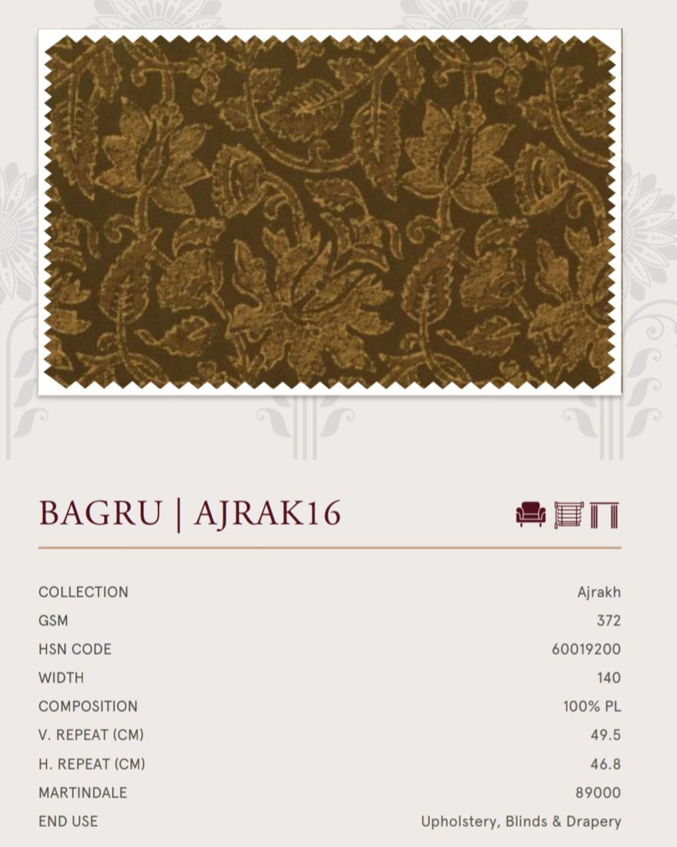 Upholstery fabrics -Ajrakh(Bagru)