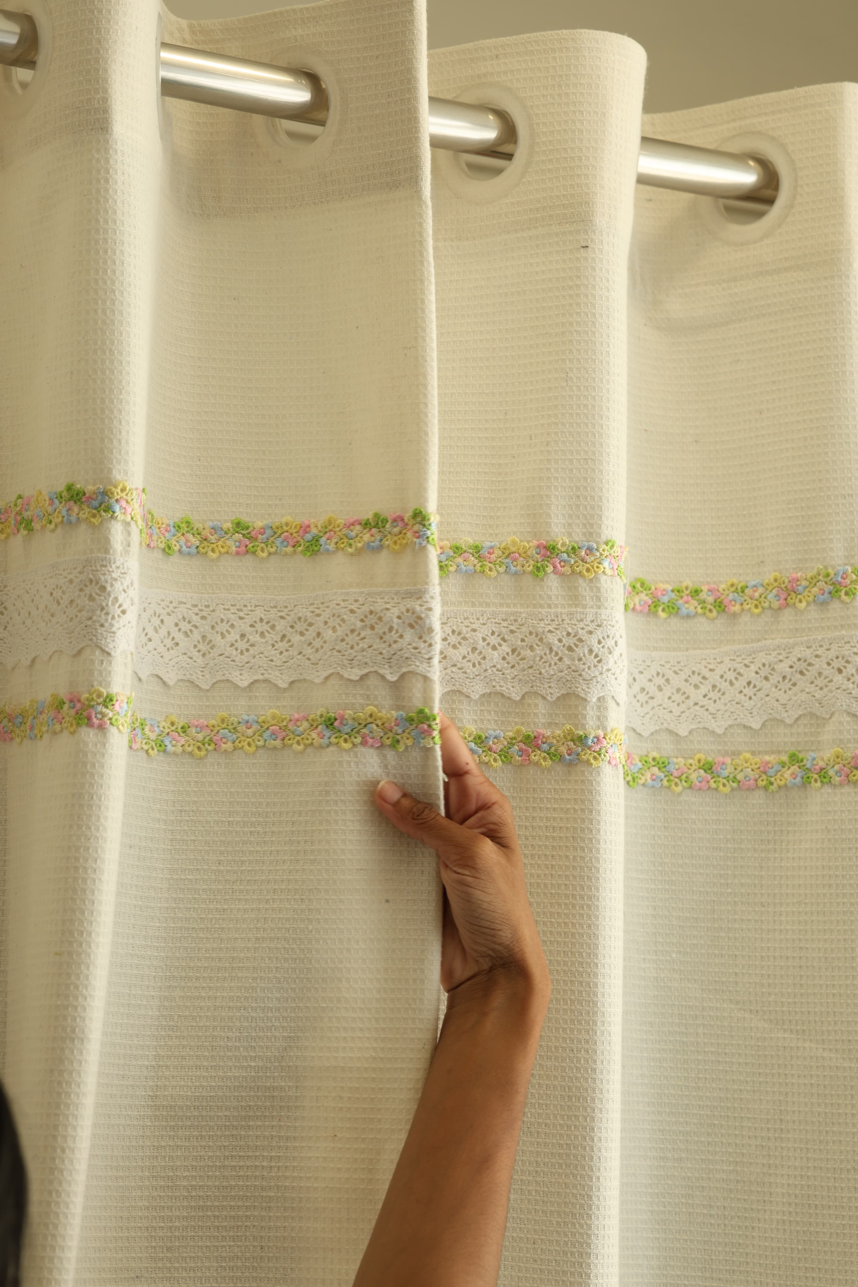 Embroidery Opaque Curtain Rainbow