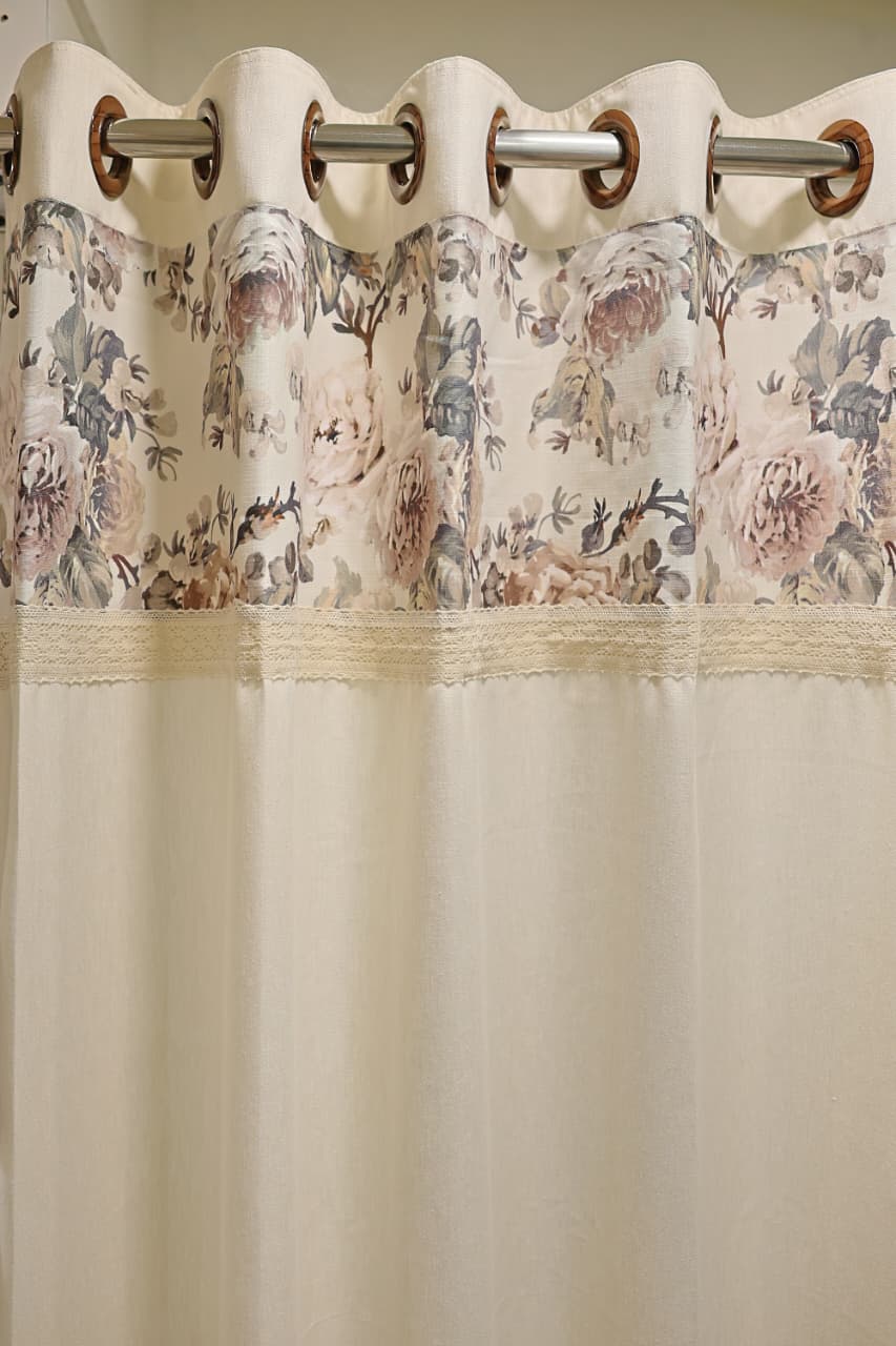 Curtains:Floral printed Opaque curtains