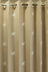 Curtains - jute beige opaque embroidery curtains