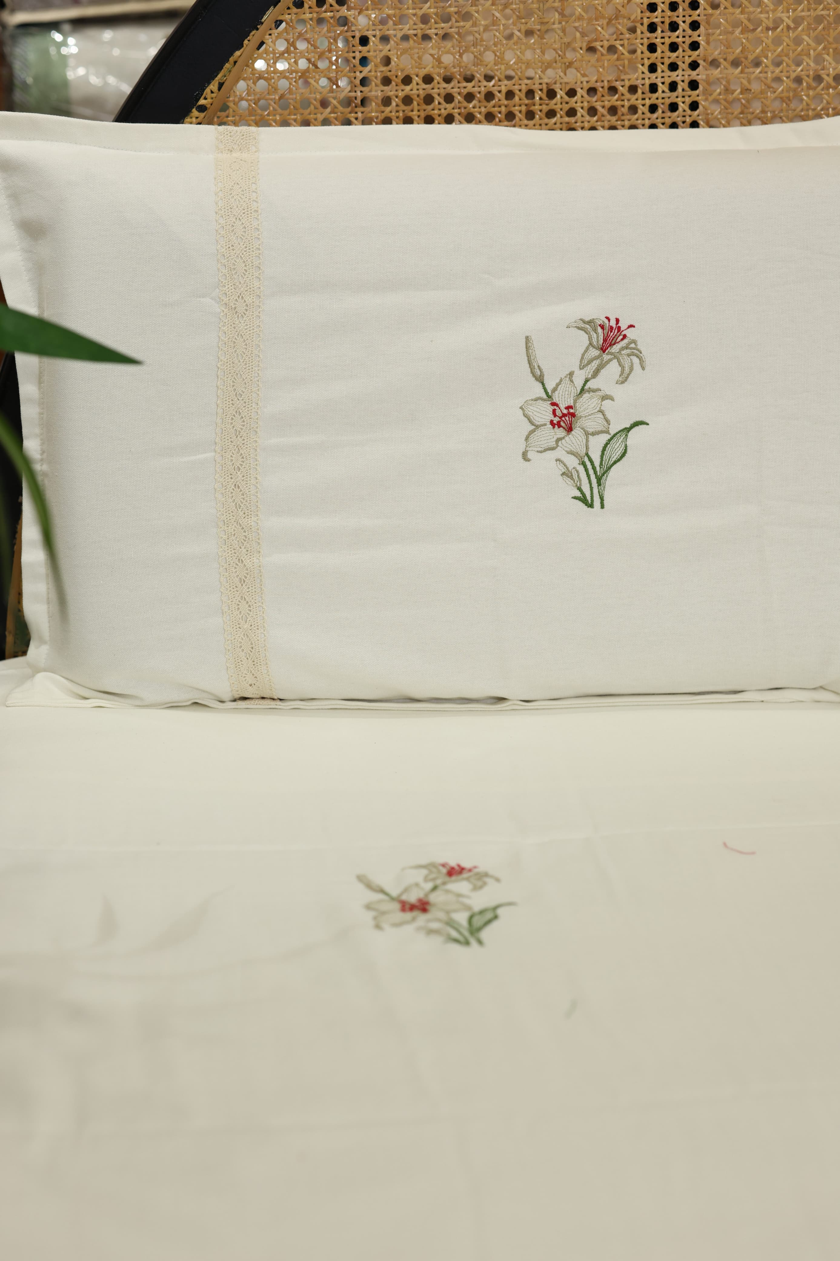 Floral Embroidery Cotton King Bedsheet Set – 108x108 Inch