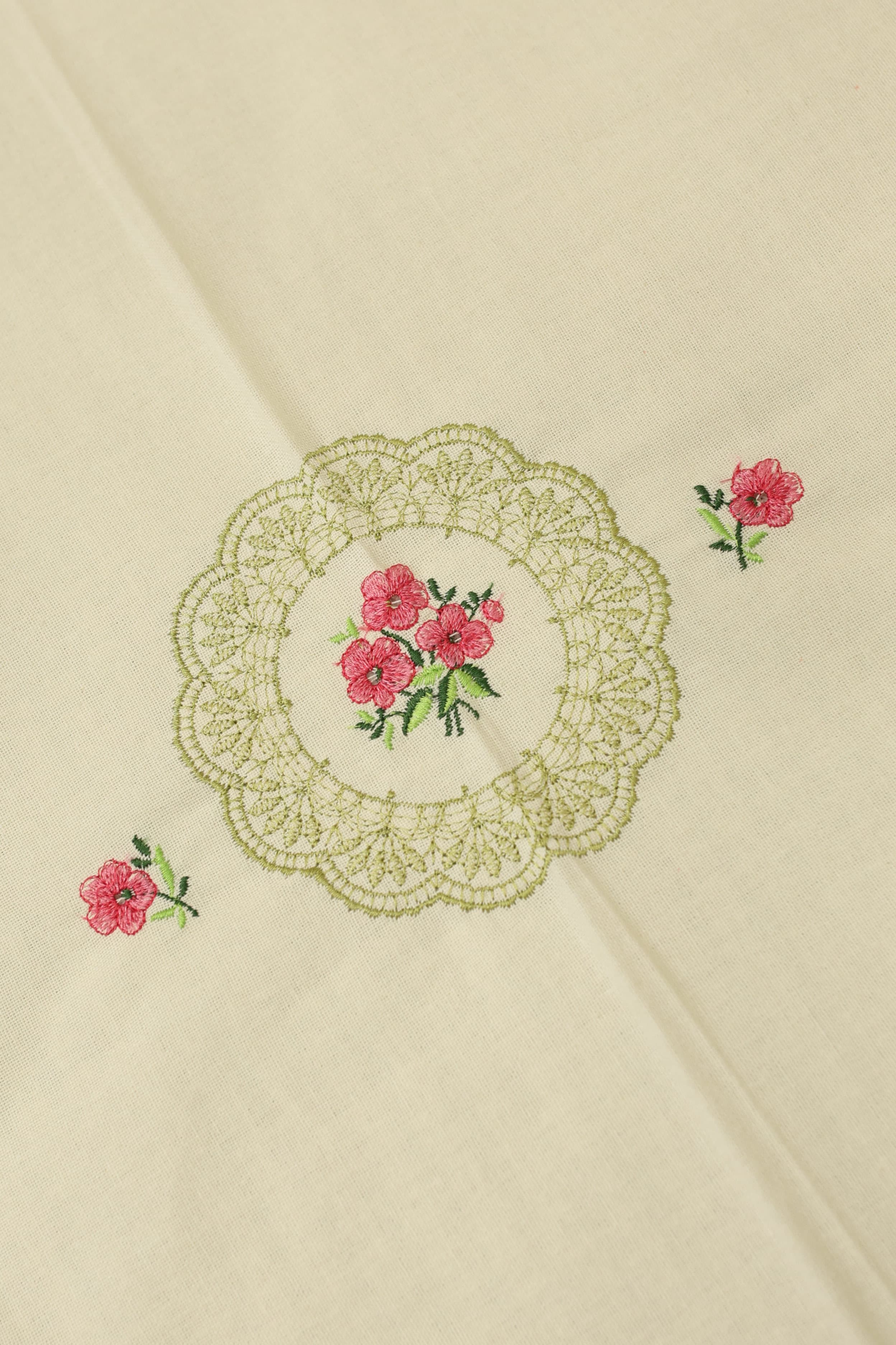 Bedsheets - Queen Premium machine embroidery bedspread off white base