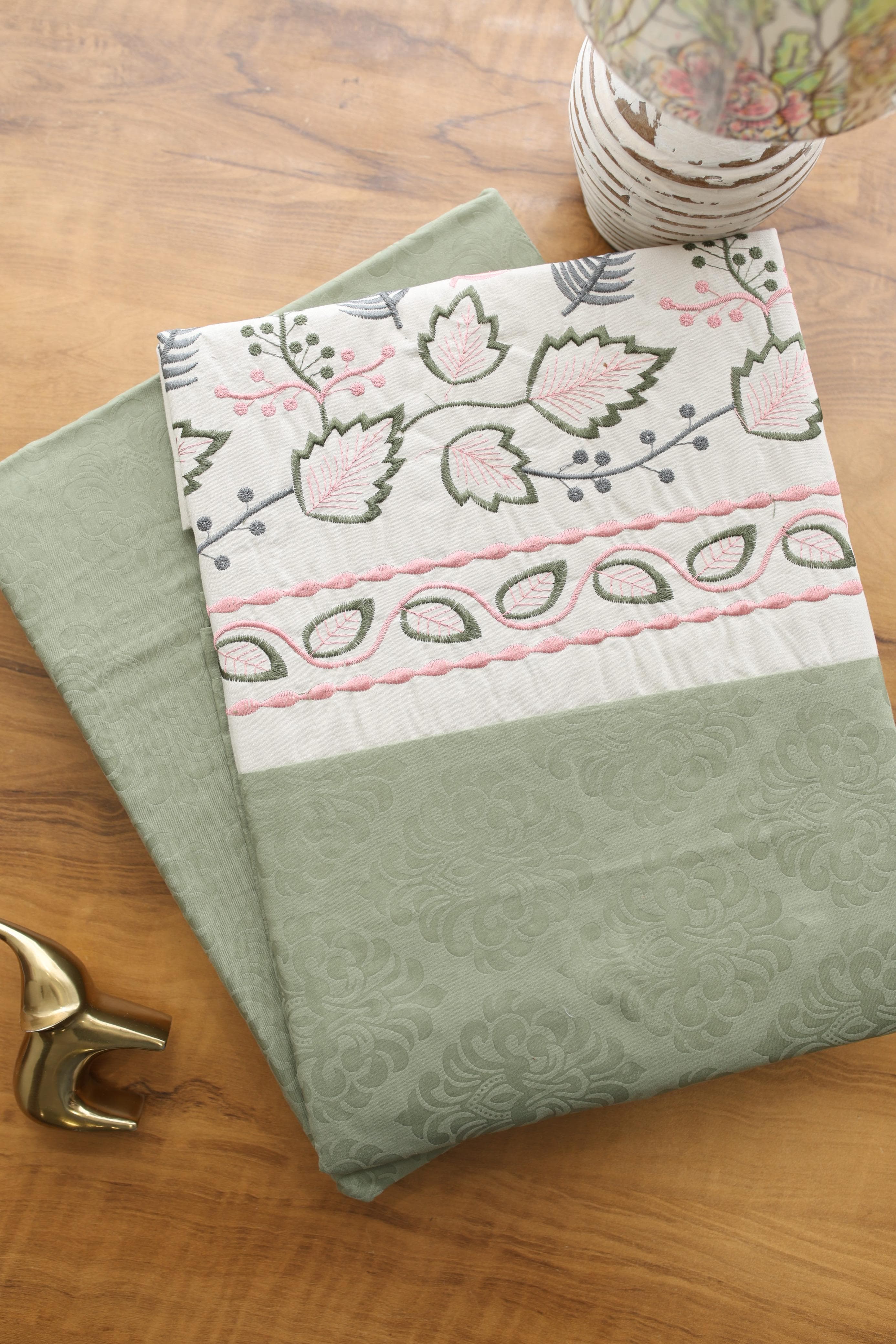 Elegant Floral Embroidery King Bedsheet Set Caspian