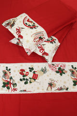 Bedsheets - Queen Premium check floral embroidery  bedsheet Xmas theme edition