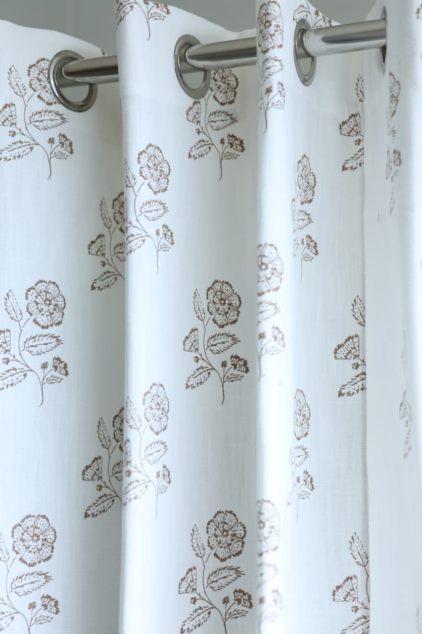 Curtains - Rustic Wildflower Printed Opaque Curtain