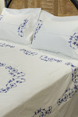 Premium Hand Embroidery Cotton King Size Bedsheet Set with 2 Pillow Covers HEK
