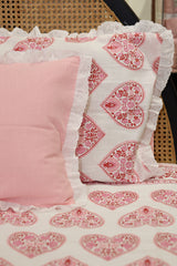 Bedsheets - Premium king floral printed lace bedsheet with cushion covers rose bud