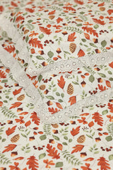 Bedsheets - Premium king floral printed lace bedsheet with cushion covers rose bud
