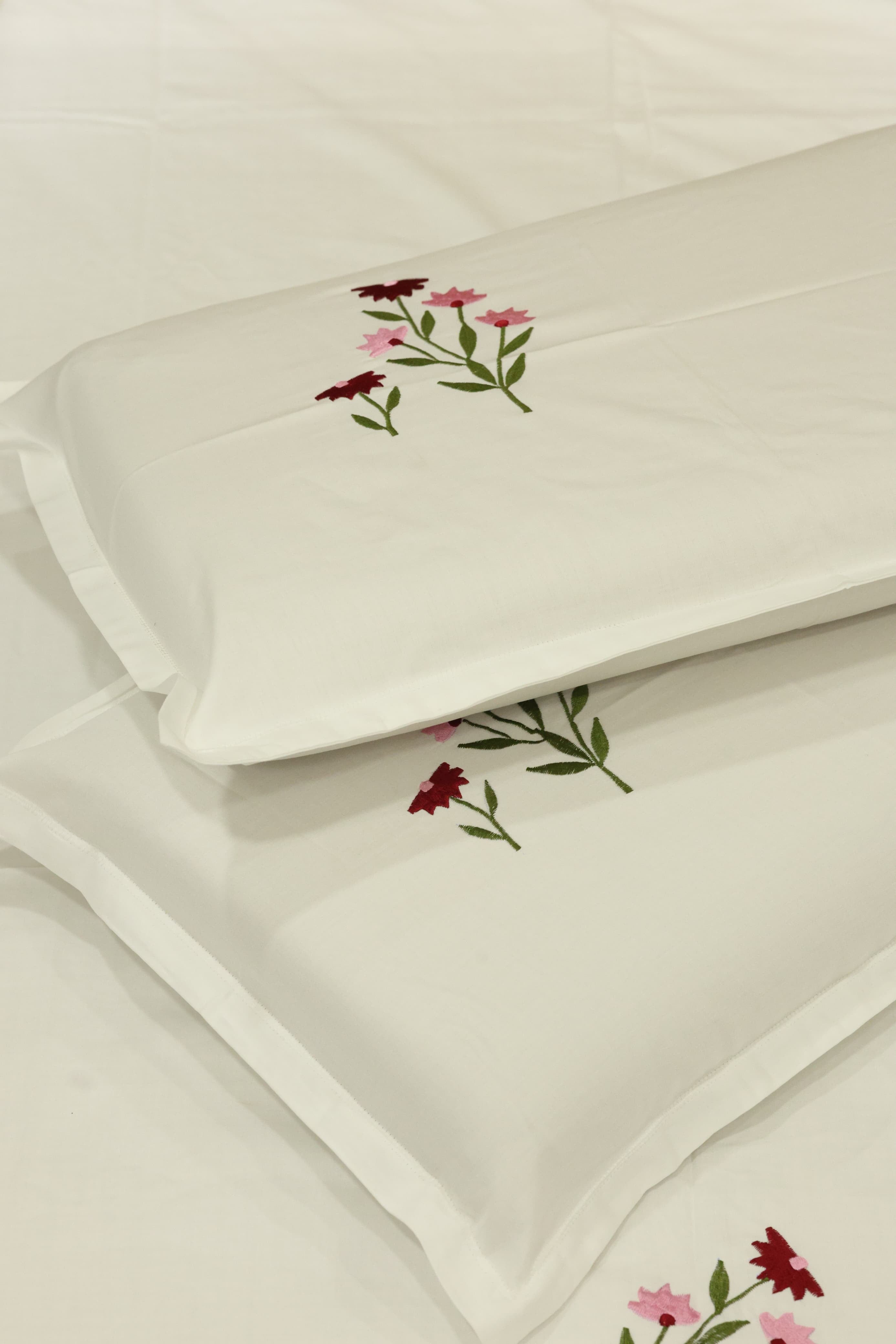 King Size Premium Machine Embroidery Bedsheet Set with 2 Pillow Covers (108x108")