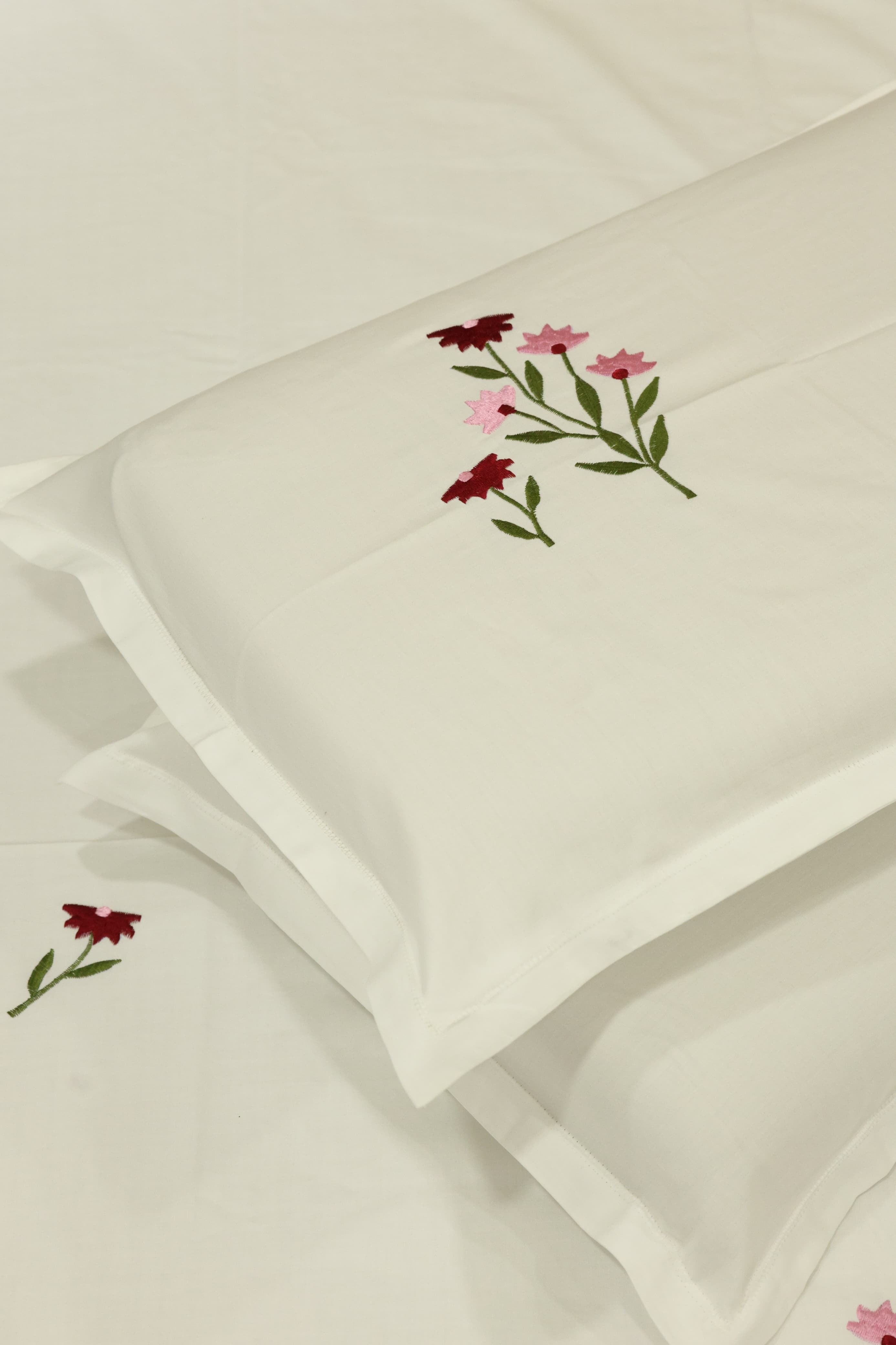 King Size Premium Machine Embroidery Bedsheet Set with 2 Pillow Covers (108x108")