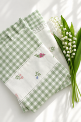 Bedsheets - King Premium check floral embroidery bedsheet
