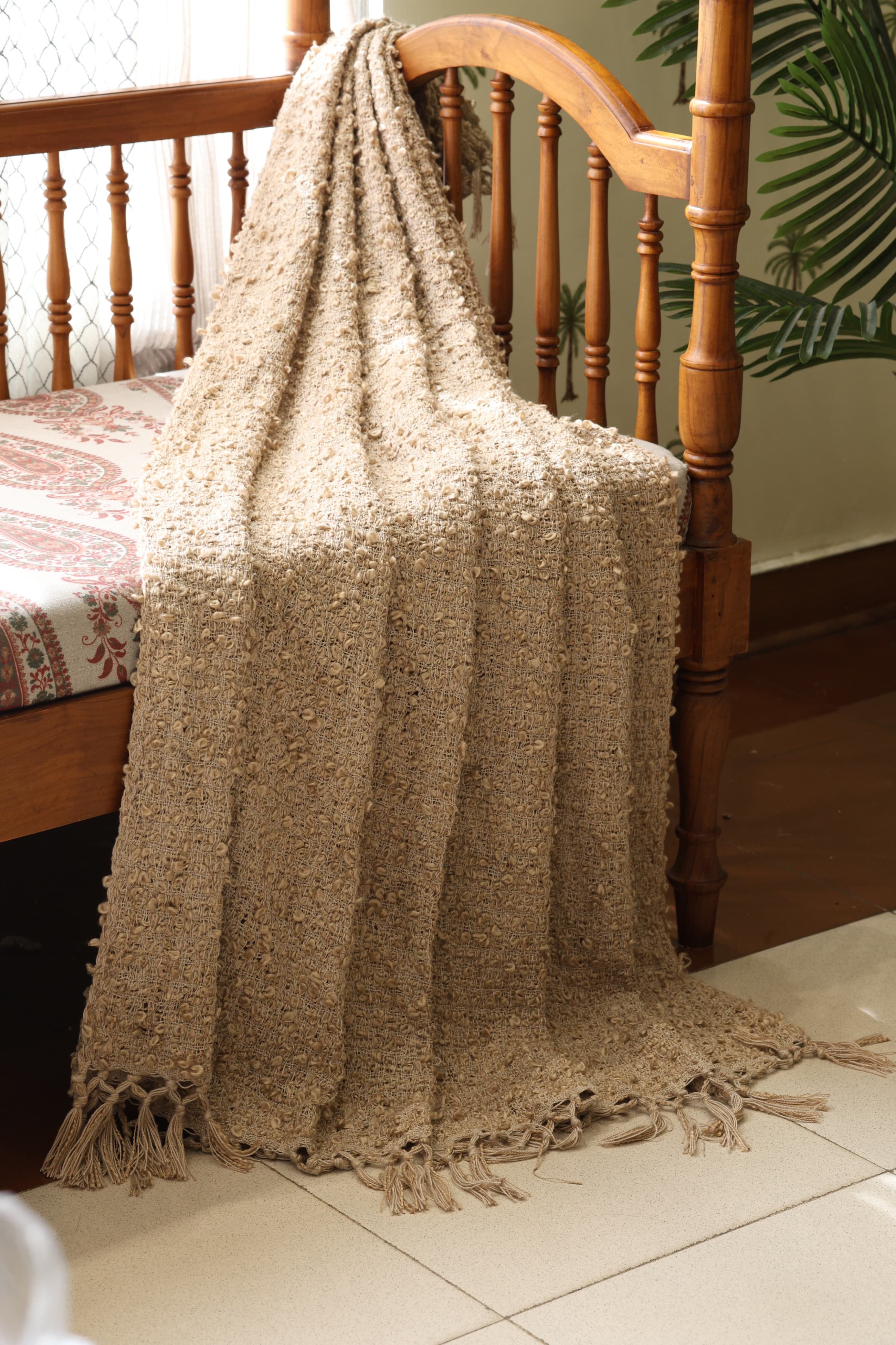 Textured Woven Cotton Sofa Throw