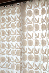 Premium Beige Floral Applique - Feel Embroidery Sheer Curtain