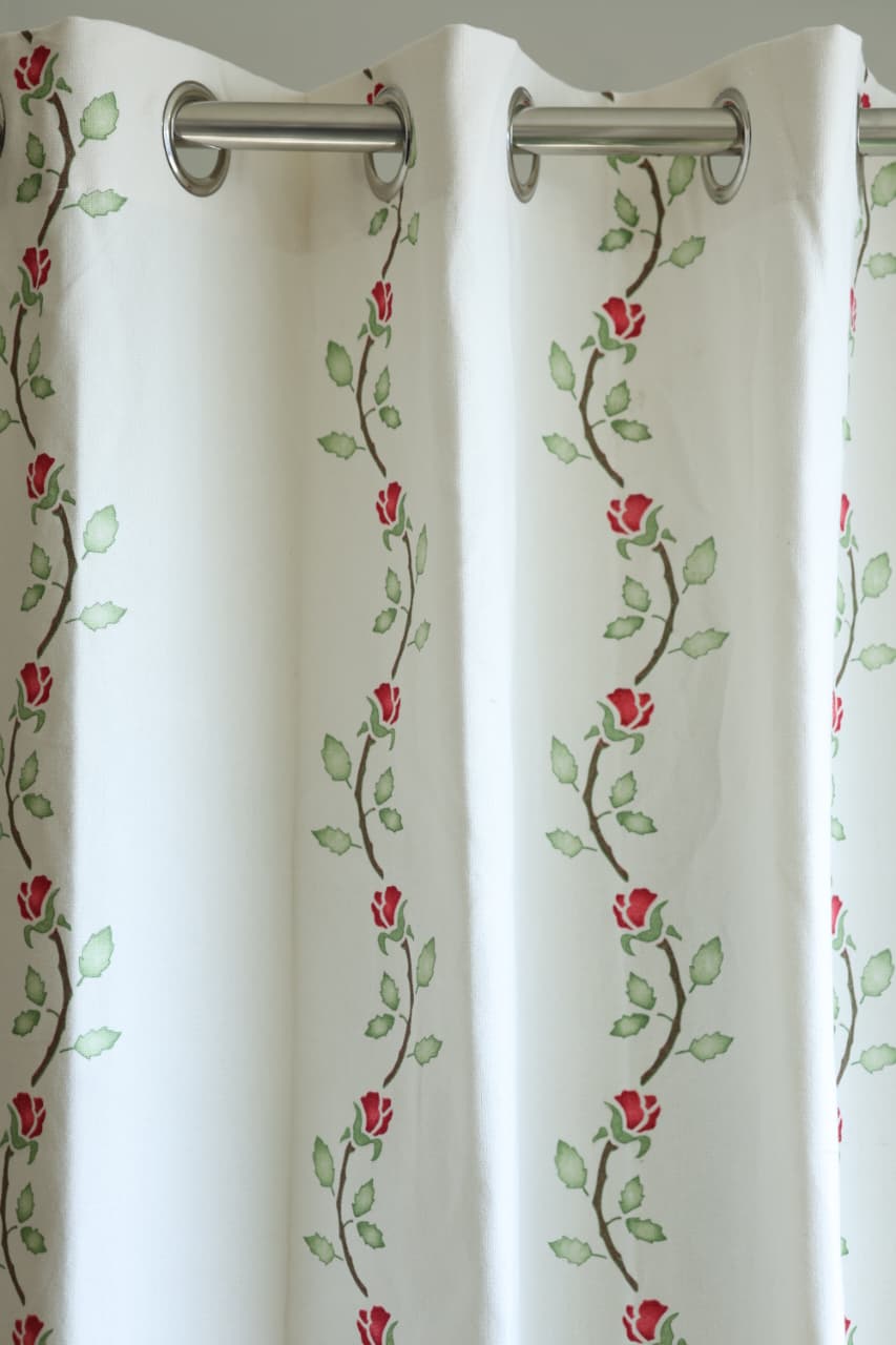 Curtains - Rose Vine Printed Opaque Curtain