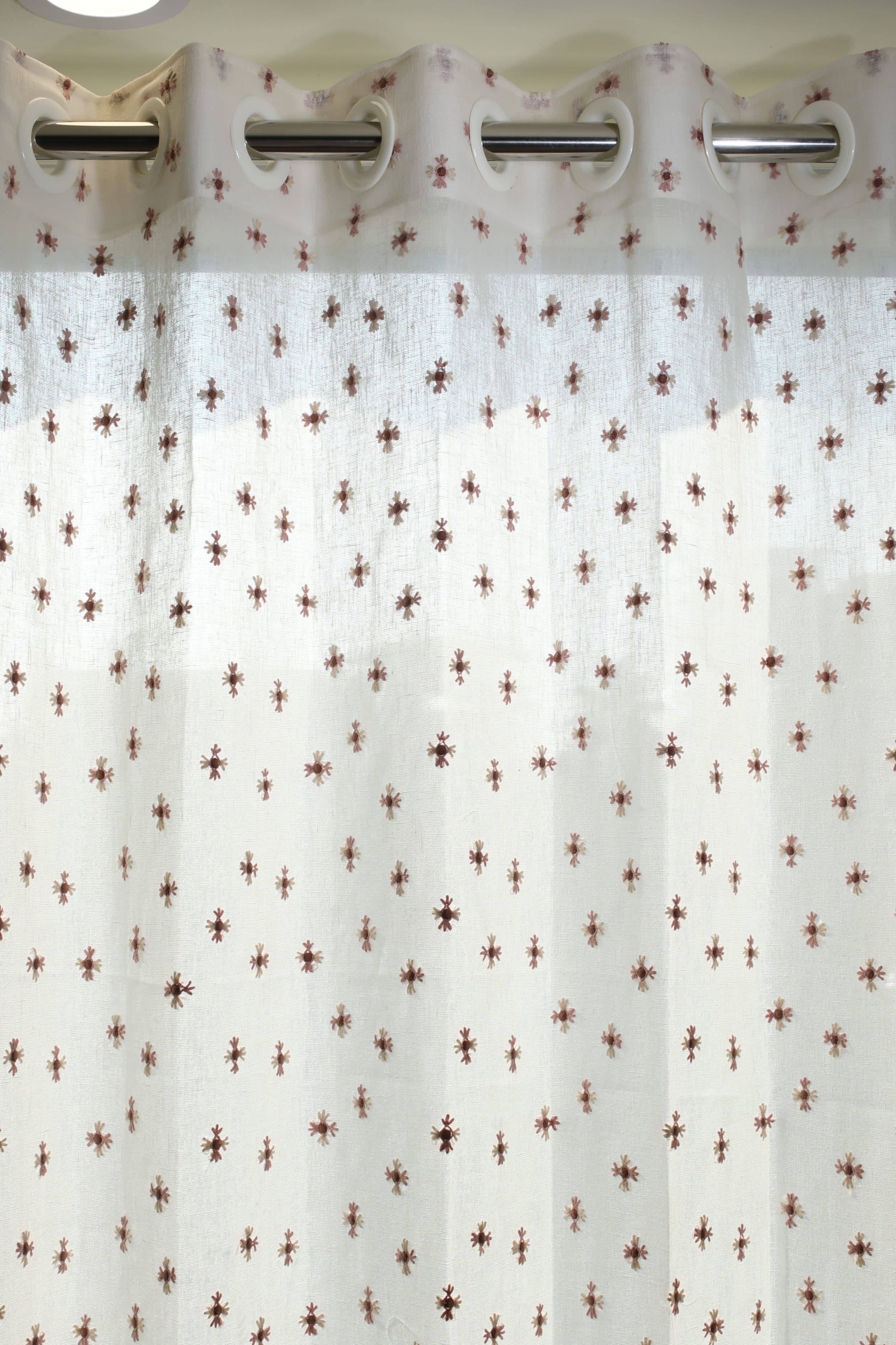 Curtains - Chandubi Premium Embroidery sheer curtains pink and cream