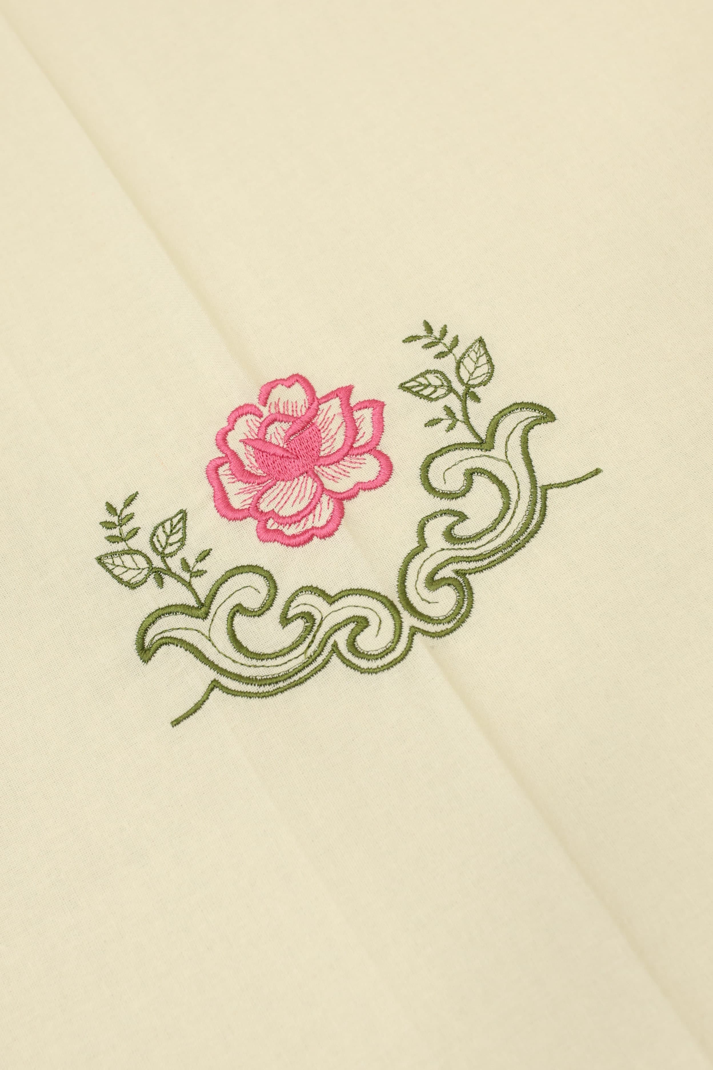 Bedsheets - Queen Premium machine embroidery bedspread off white base
