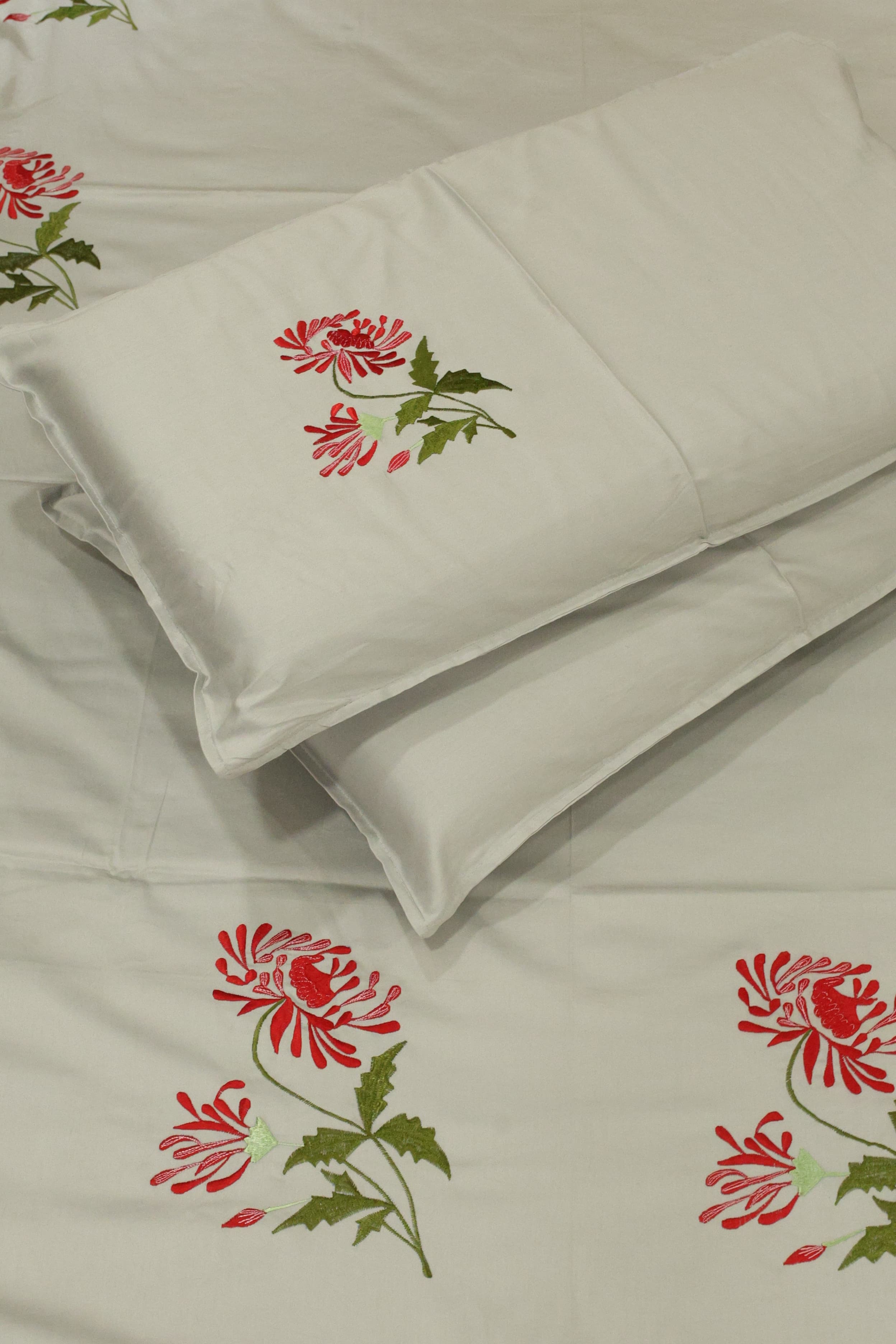 King Size Premium Machine Embroidery Bedsheet Set with 2 Pillow Covers (108x108")