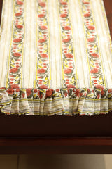 Onam Handblock Table Runner with Ruffled Edges - 4 seater