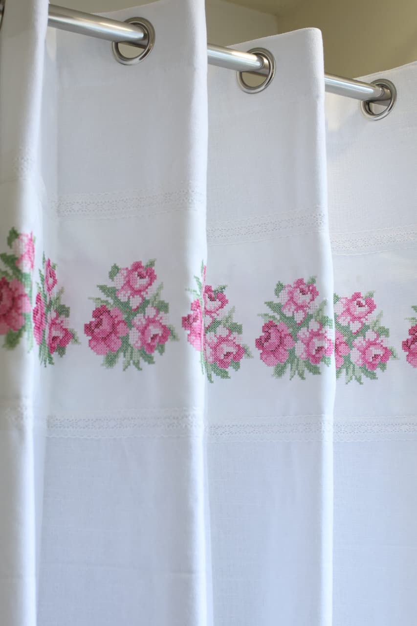 Curtains - Premium Cross Stitch Embroidery Opaque Curtain Lillian roses