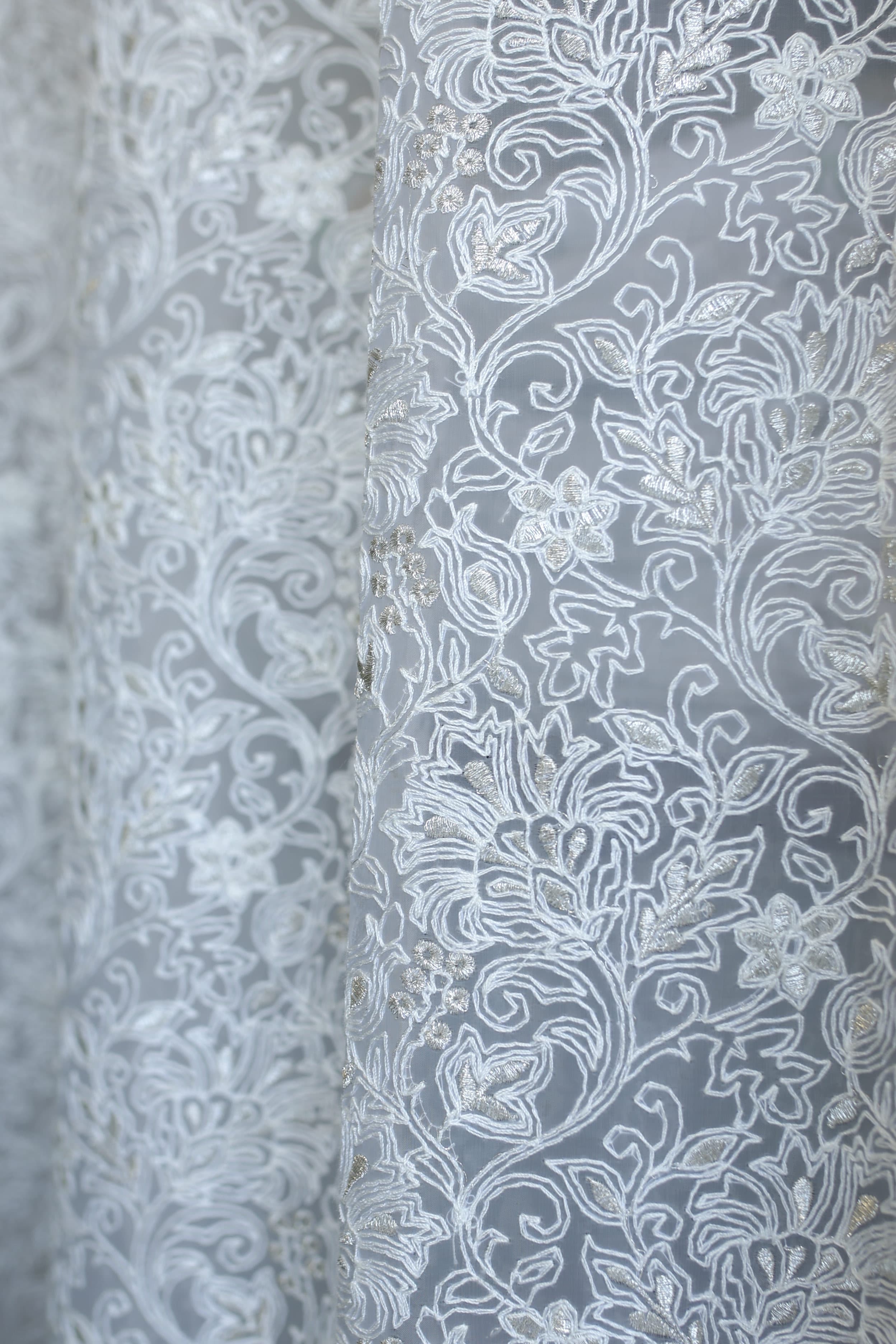 Curtains - Chikankari embroidery organza  curtains
